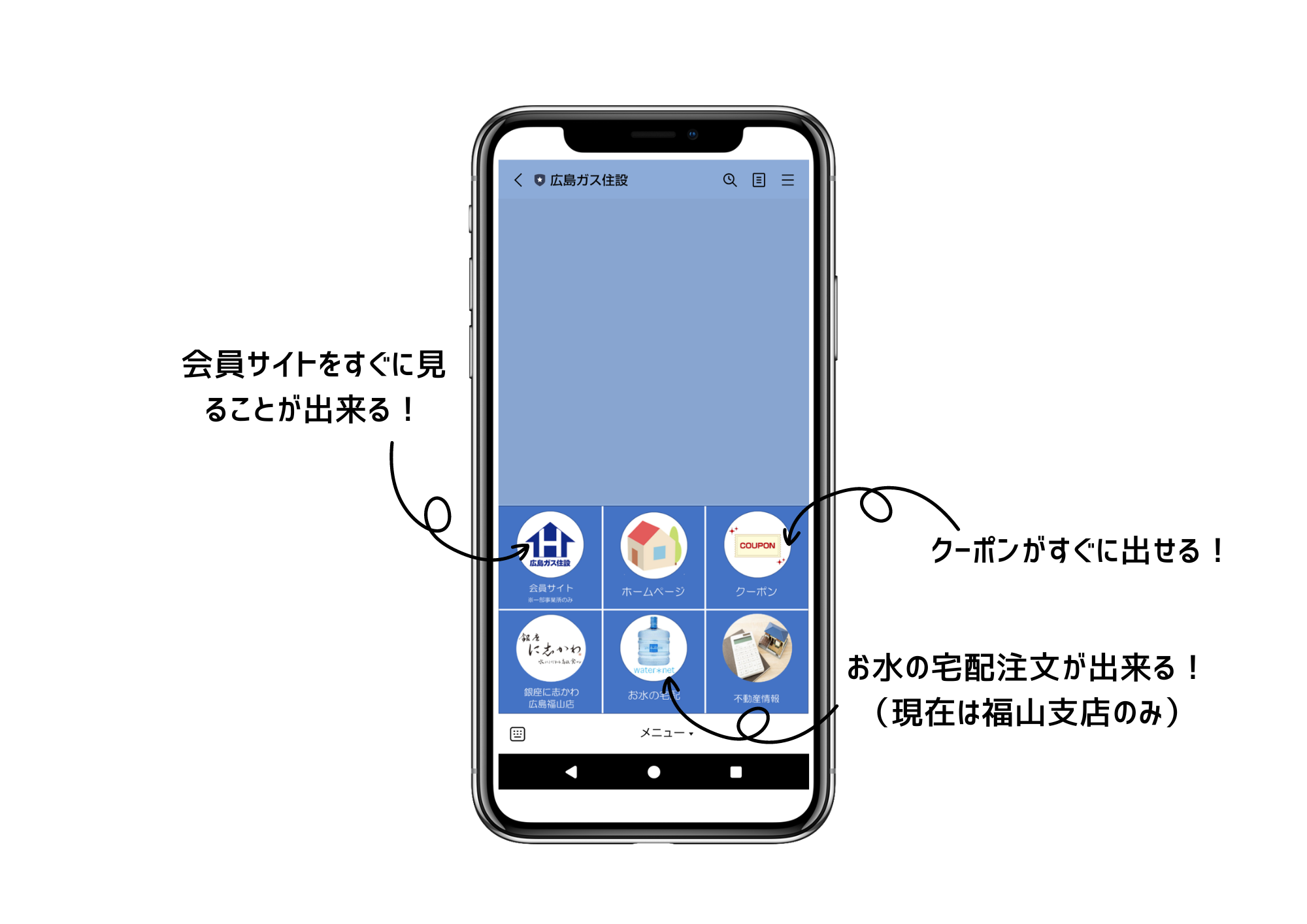 広島ガス住設LINE公式アカウントクーポンリッチメニュー